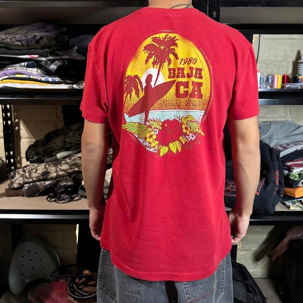 VINTAGE 80s Hollister Baja California Surfwear Graphic Tee - Medium